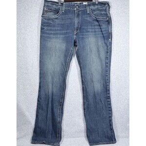 Ariat Jeans Mens 38x36 (Fits 40x35) Blue Bootcut Relaxed Med Wash Denim Cowboy